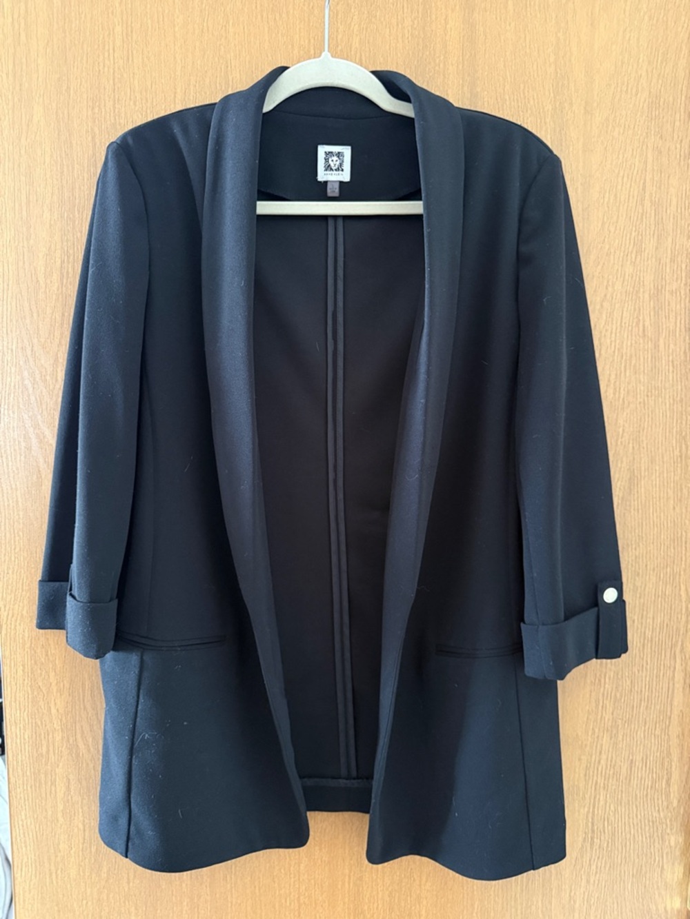 Anne Klein Black Open‑Front Blazer – 3/4 Sleeve, Size Large